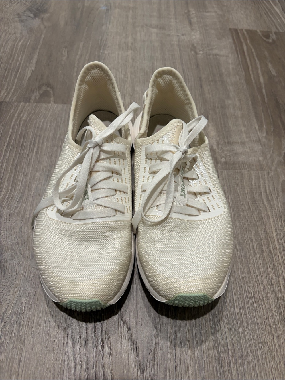 New Balance Cream Knit Lace-Up Sneakers